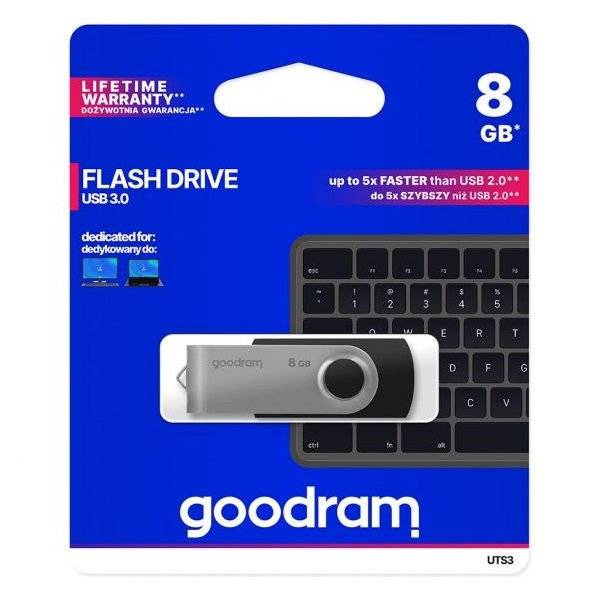 Памет USB Goodram Pendrive, 8GB, Черна