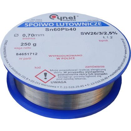 Cynel Forrasztó ón, ólommentes 1 mm, 100 g (013-089) (LUX07063)