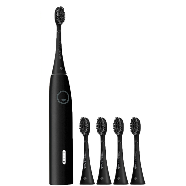 Happy Brush Elektrický zubní kartáček AllBlack HBV3 EcoVibe3+5koncovek