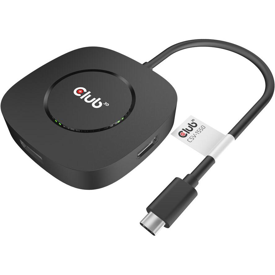 CLUB3D USB TYPE C 3.2 GEN1 MULTISTREAM TRANSPORT MST HUB DISPLAY PORT 1.4 TRIPLE MONITOR DisplayPort male Displayport female Čierna (CSV-1550)