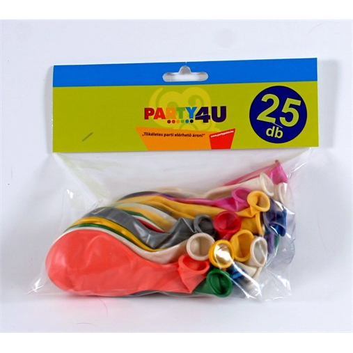 Party4U Léggömb 26cm - Vegyes Gyöngyházfényű Színek (25db) (009-0025M)
