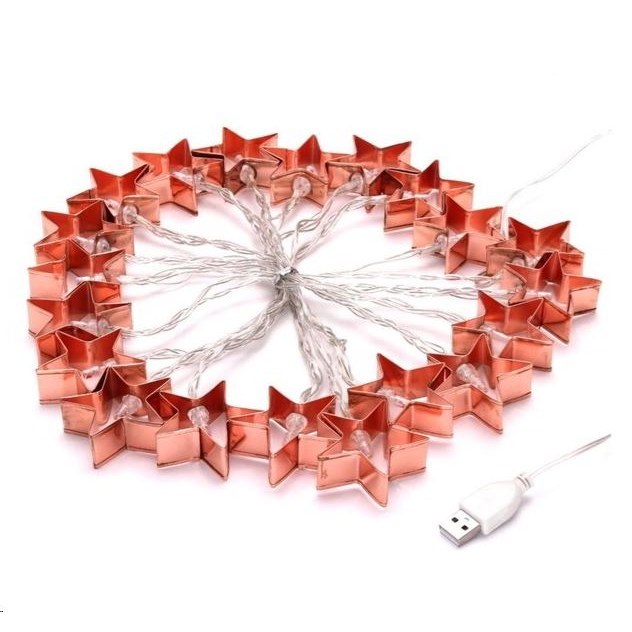 IRIS Csillag alakú fém/4m/meleg fehér/20db LED-es/USB-s fénydekoráció (240-04) (240-04)