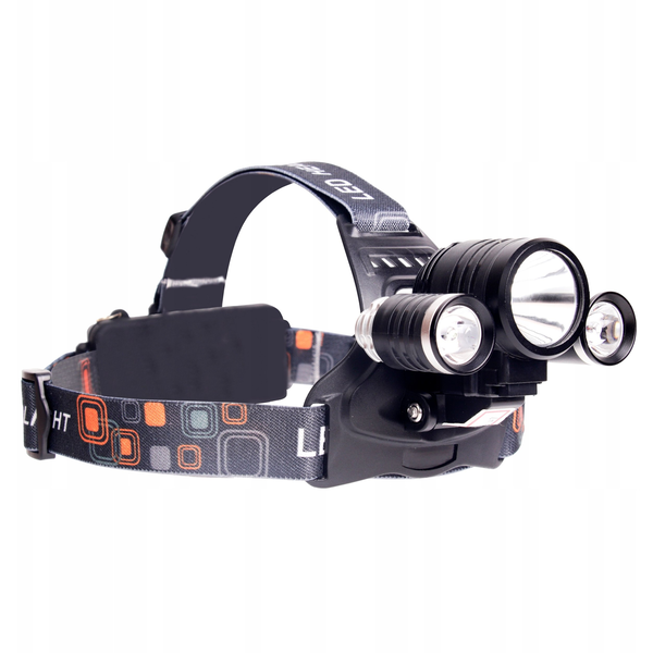 LATARKA LED CZOŁOWA 5W T6 + 2X CREE AKU 0478