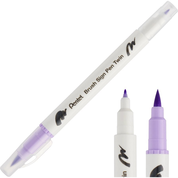 Oboustranné kaligrafické fix Pentel Heliotrop se štětcem