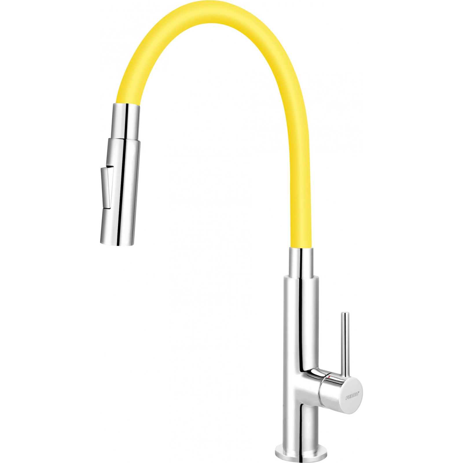 Ferro Zumba Slim BZA43C Csaptelep - Flexibilis, Zuhanyváltós Kifolyócsővel, Sárga (BZA43C)