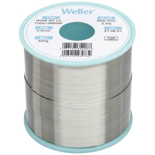Weller Forrasztóón, ólommentes, tekercs, WSW SC L0 Sn0.7Cu 500 g 0.5 mm (T0051388099) (T0051388099)