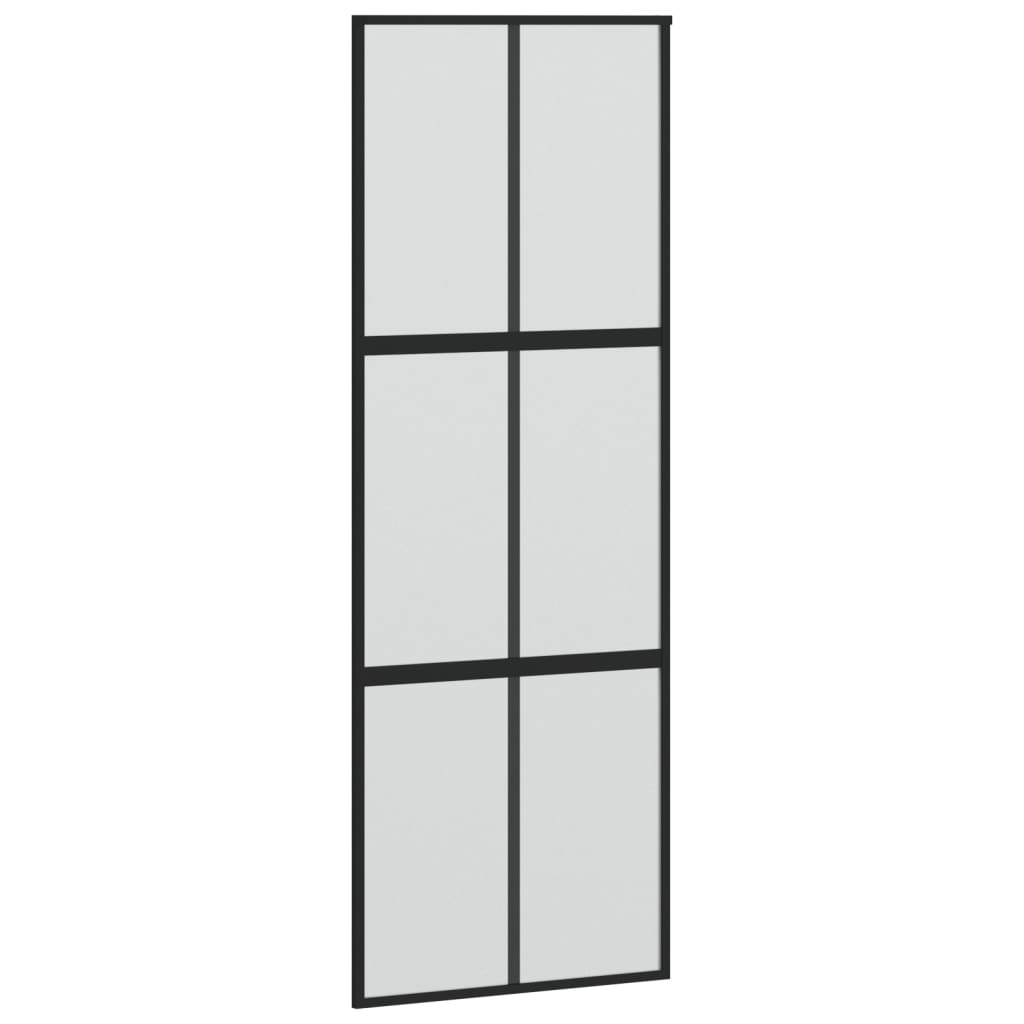 fekete edzett üveg és alumínium tolóajtó 76 x 205 cm (155207)