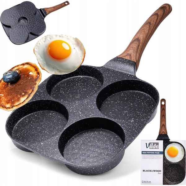 Patelnia Vilde Patelnia do Jajek Placków Pancakes Granitowa 4 Otwory Solidna VILDE 19x19cm