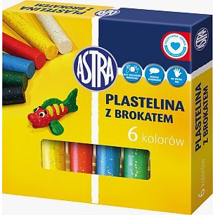  Astra Plastelina 6 kolorów brokatowa
