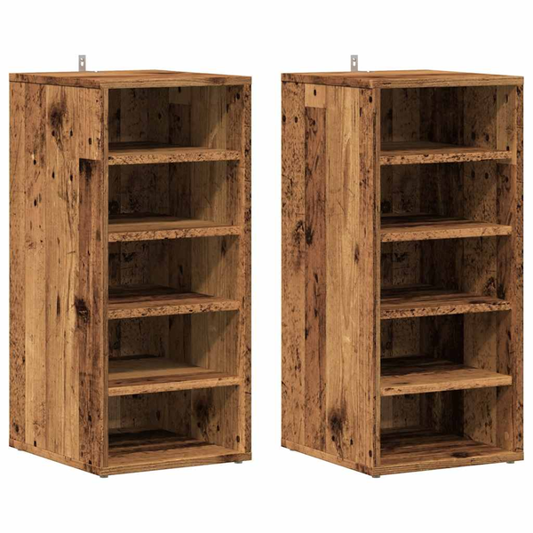 2 db antik fa színű szerelt fa cipősszekrény 32 x 35 x 70 cm