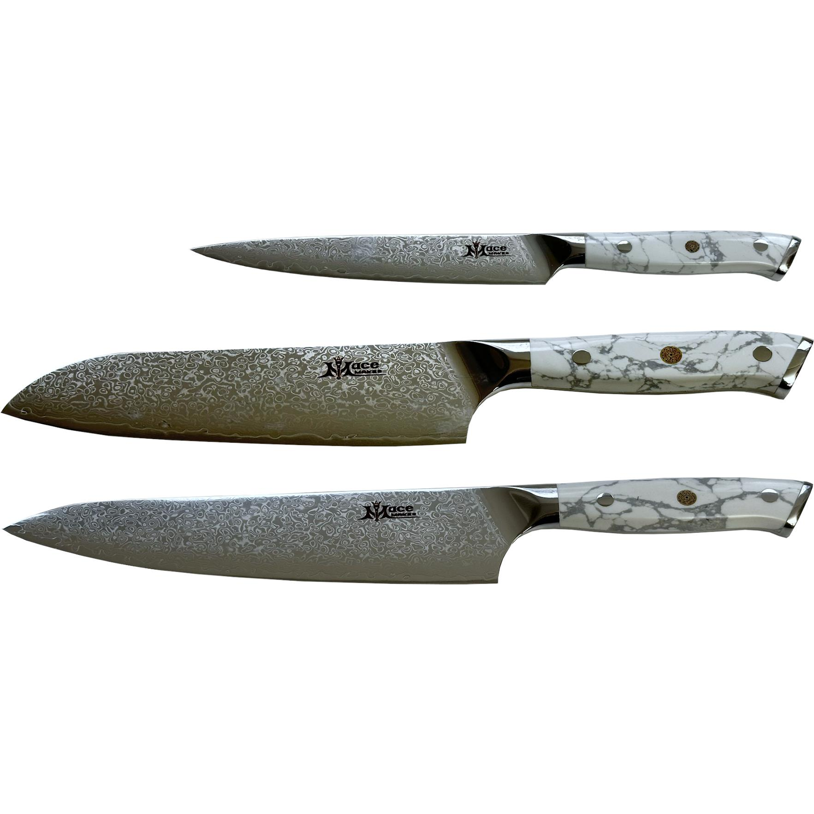 MaceMaker White Stone SanMai késkészlet, 3 db (8594176643779)