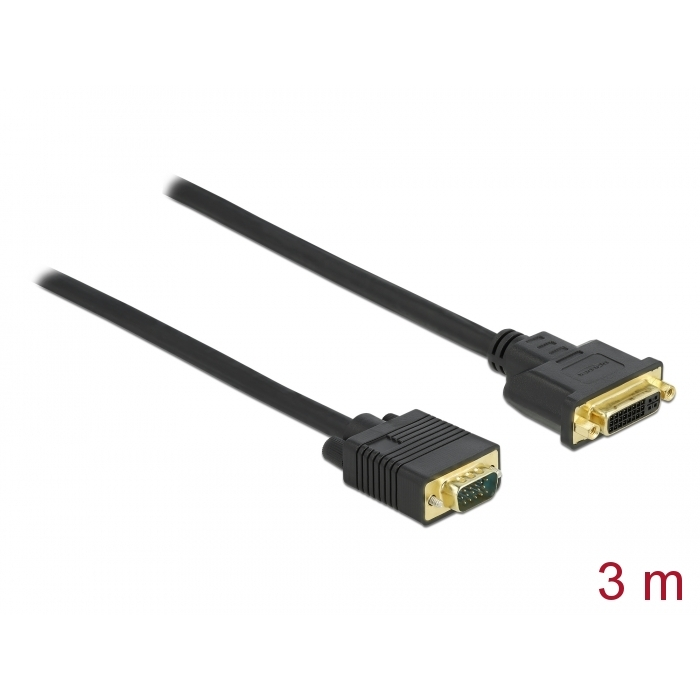 Delock Kábel DVI 24+5 csatlakozódugóval - VGA csatlakozódugóval 3 m (86758) (86758)