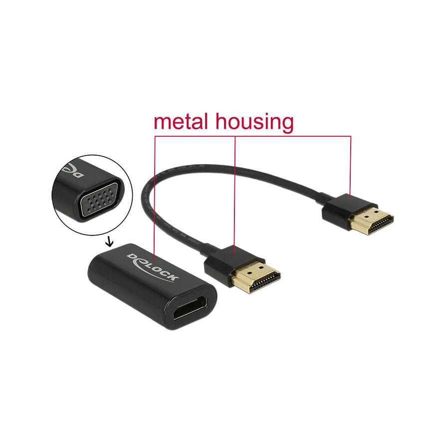 DeLOCK HDMI M - HDMI M /VGA F Adapterkábel 0.15m - Fekete (65667)