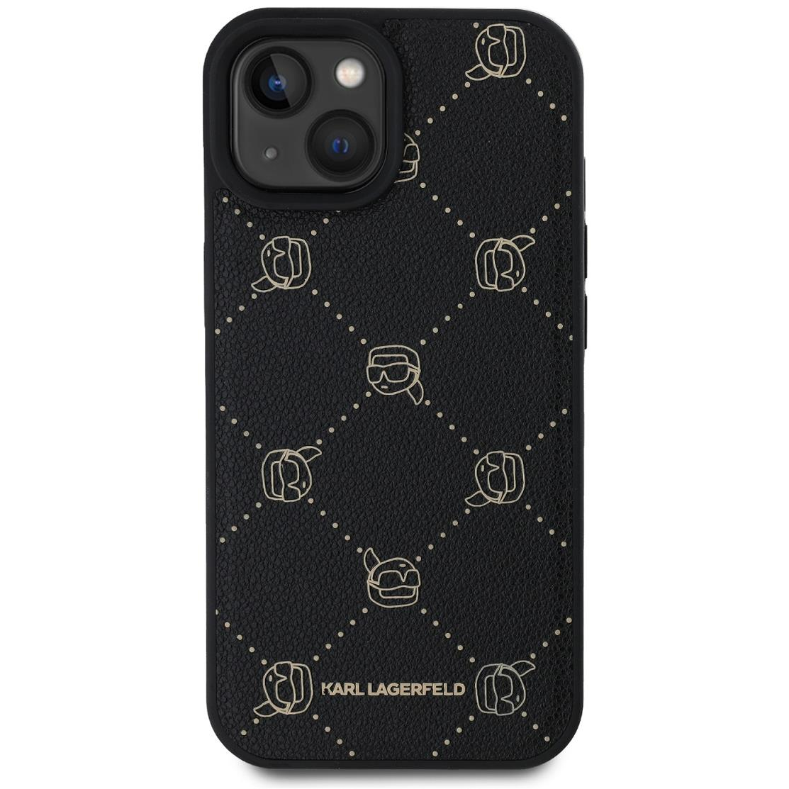 Karl Lagerfeld Karl Heads Pattern iPhone 15 MagSafe fekete PU tok (KLHMP15SPGKHPHK)