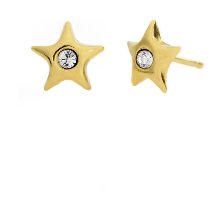 VICTORIA CRUZ Kids aranyozott csillag fülbevaló fehér kristállyal (Ag 925/1000, 0,753 g) (8435672406652)