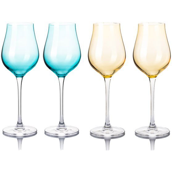 B.BOHEMIAN DION prosecco / pezsgőspohár szett - 250 ml, Mix Blue and Yellow, 4 db (1009 250-M)