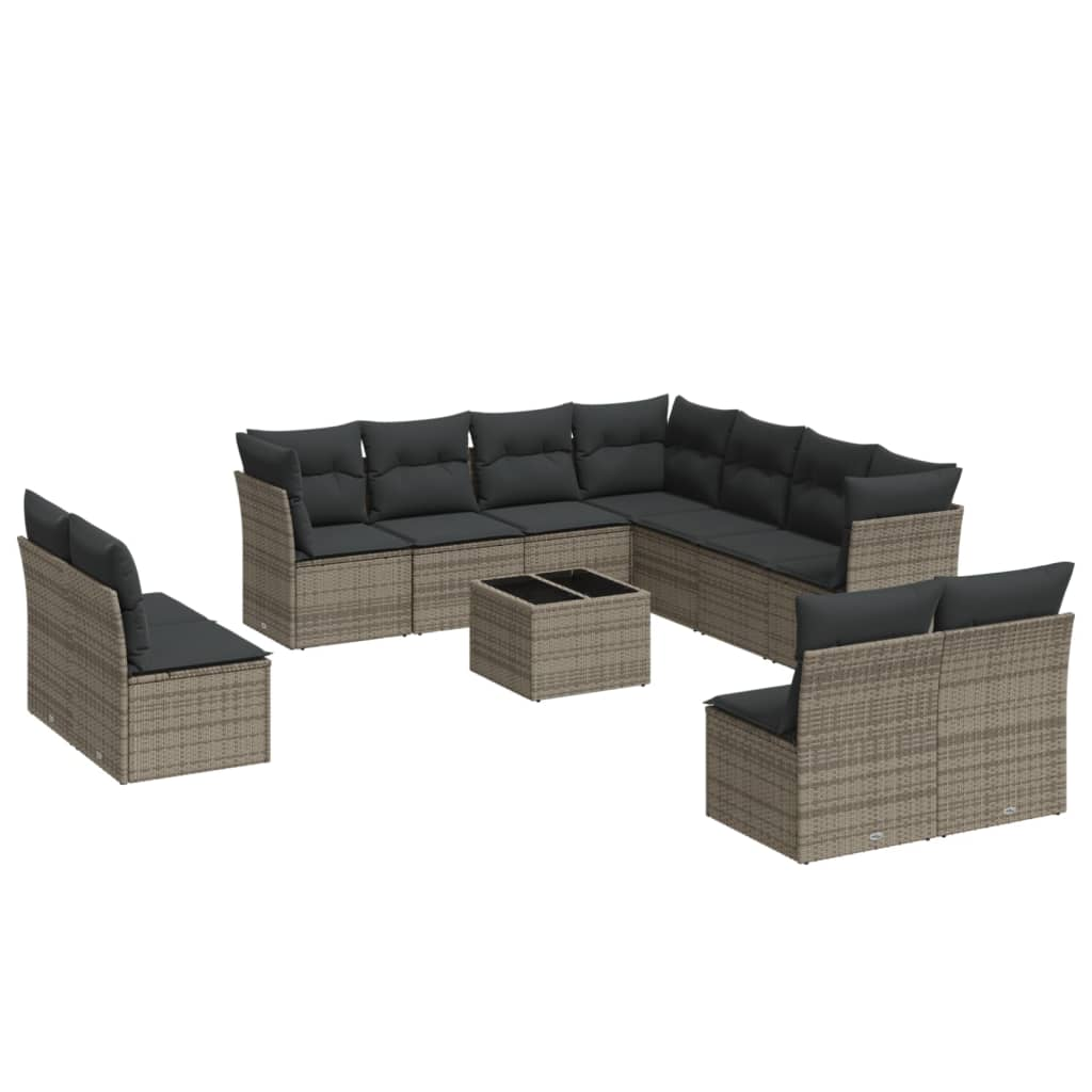 12 részes szürke polyrattan kerti ülőgarnitúra párnákkal (3249669)