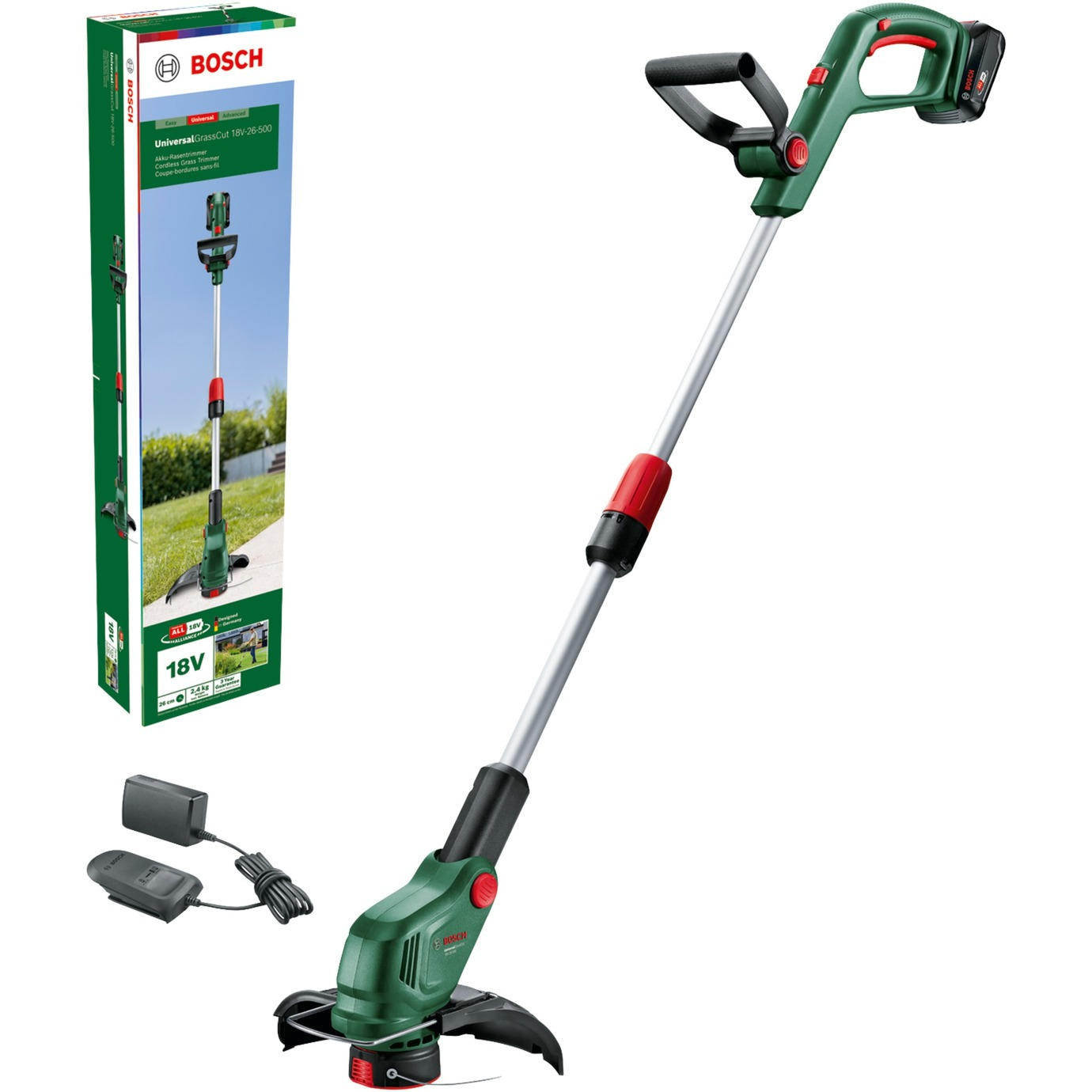 Bosch UniversalGrassCut 18V-26-500 18V Akkumulátoros szegélynyíró + 1x 2Ah Akku + Töltő (06008C1F00)