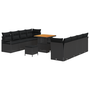 Set Canapea Grădină cu 11 Piese Perne Negru Ratan Polimer Acacia