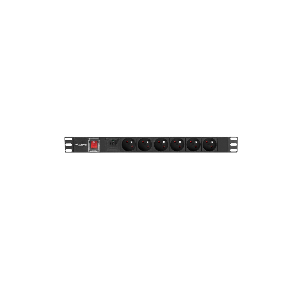 Lanberg PDU-06E-0200-BK túlfeszültség védő elosztó - Fekete (PDU-06E-0200-BK)