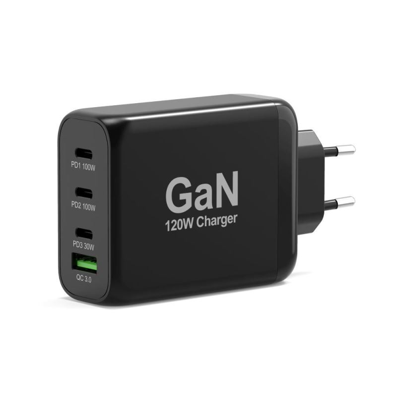 Port Connect 3x USB-C / USB-A Hálózati töltő - Fekete (120 W) (900107-EU)