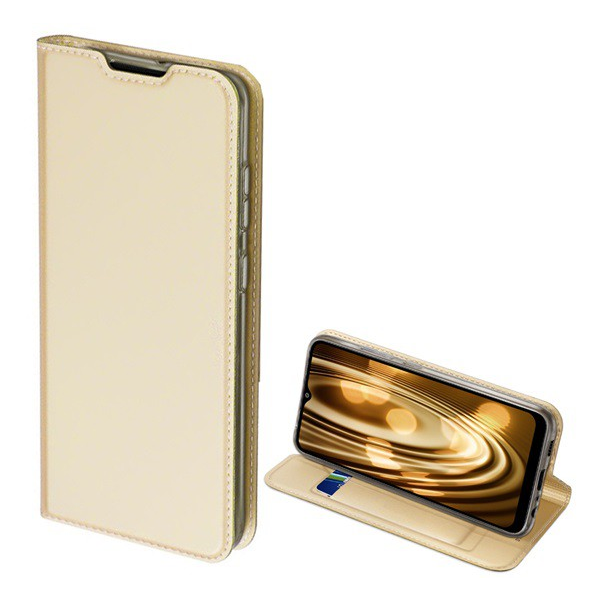 DUX DUCIS SKIN PRO tok álló, bőr hatású (FLIP, oldalra nyíló, bankkártya tartó, asztali tartó funkció) ARANY [Samsung Galaxy A02s (SM-A025F)] (5996591035222)