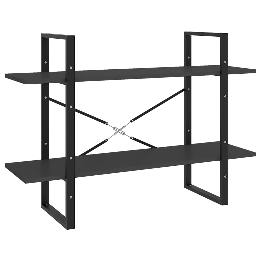 kétszintes szürke forgácslap könyvszekrény 100 x 30 x 70 cm (806469)