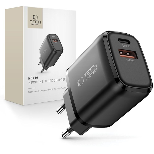 RYCHLÁ SÍŤOVÁ NABÍJEČKA USB-C TYPE-C USB-A PD-30W DUAL PORT