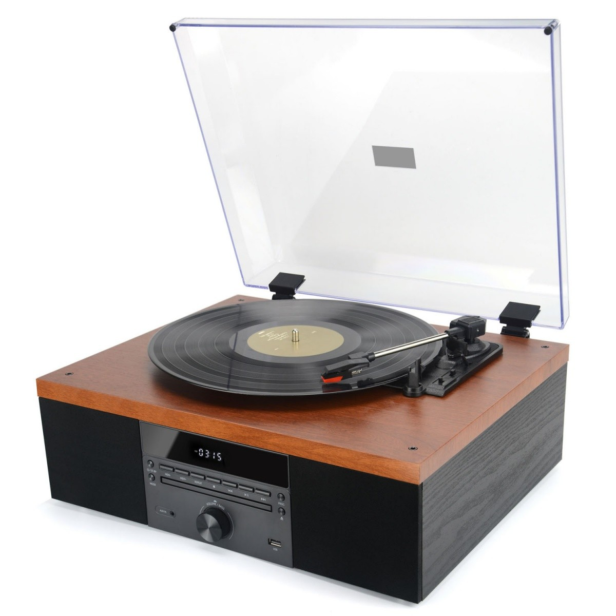 Akai ATT-14BT USB Bakelit Vinyl / CD lemezjátszó - Fekete (4905192533496)