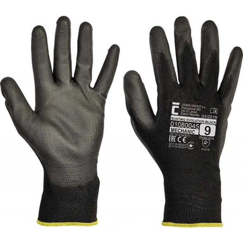 KÖTÖTT KESZTYŰ FEKETE NYLON, L-ES MÉRET 9`, POLIURETÁNBA MÁRTOTT TENY. ÉS UJJHEGY (V0108004599090)