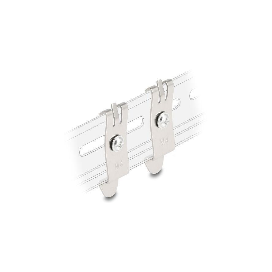 Delock Asztali patch panel tartó DIN sínhez M4 rögzítő csavarokkal 2 db. (88142) (88142)