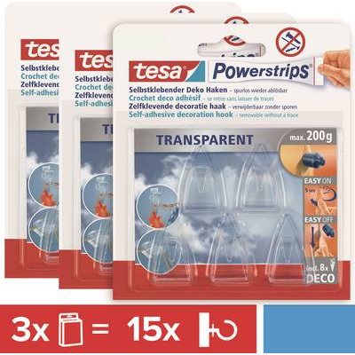 Tesa POWERSTRIPS Ragasztó kampó Kicsi Átlátszó (58900-00500-04) (58900-00500-04)