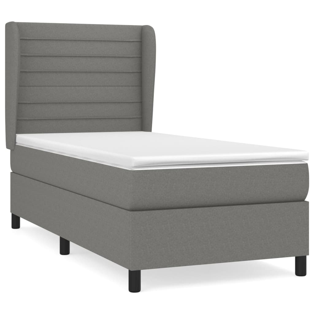 sötétszürke szövet rugós ágy matraccal 80 x 200 cm (3127998)