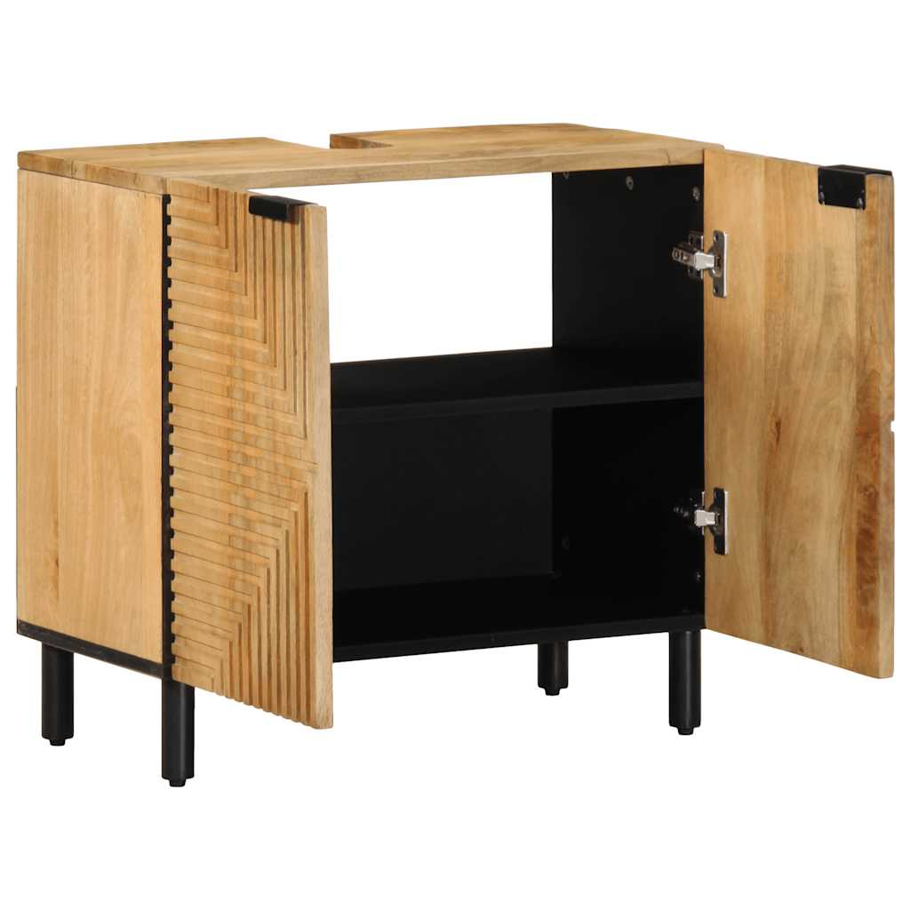 barna tömör mangófa fürdőszobai mosdószekrény 62 x 33 x 58 cm (4017739)