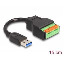 Delock A-típusú USB 3.2 Gen 1 apa - terminal block adapter kábel lenyomó gombbal 15cm (66240) (delock66240)