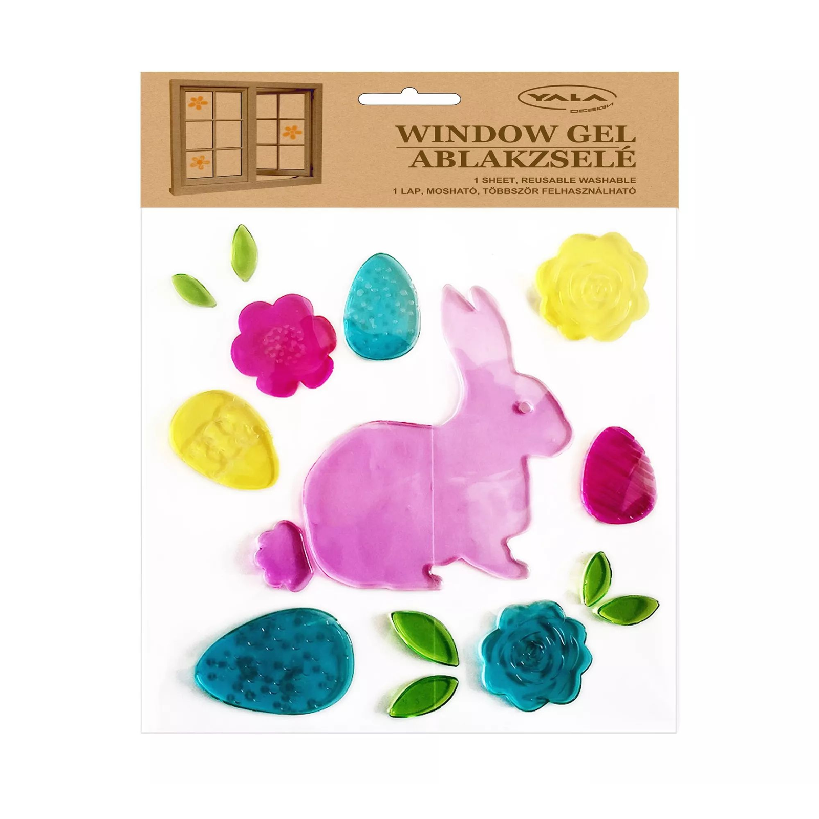 Rózsaszín nyuszi ablakzselé szett (312764)