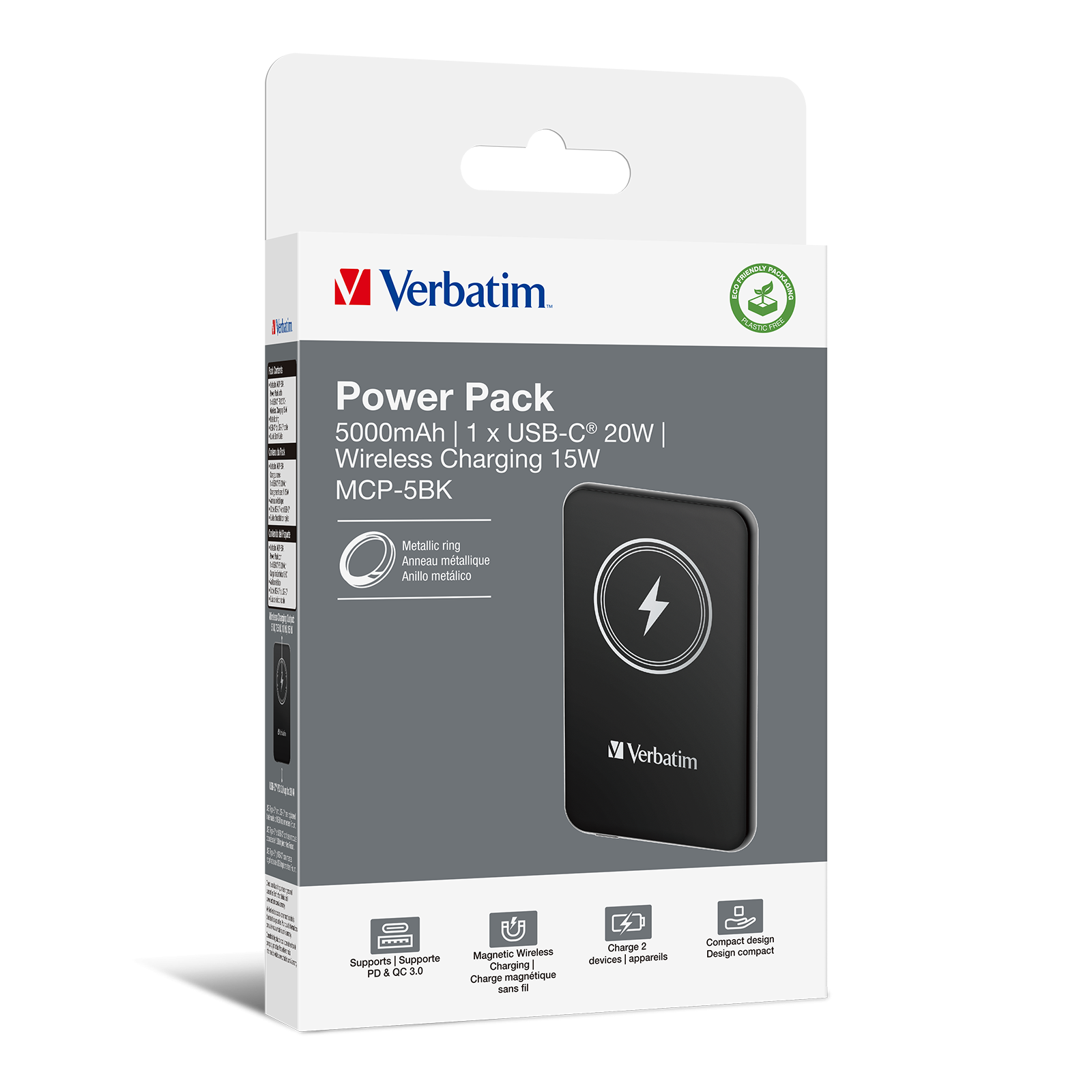 Verbatim MAG Charge 'n' Go Power Bank 5000mAh - Fekete (32240)