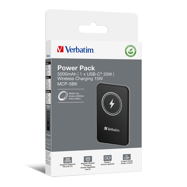 Verbatim MAG Charge 'n' Go 5000mAh fekete wireless powerbank