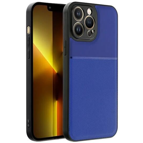 Gigapack Apple iPhone 14 Pro mágneses, bőr hatású, csíkos mintás tok sötétkék (GP-129422) (GP-129422)