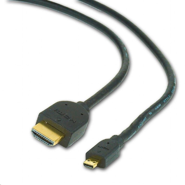 Cablu adaptor HDMI v.1.3 A-D (micro) T/T, black, conectori auriti,1.8 m