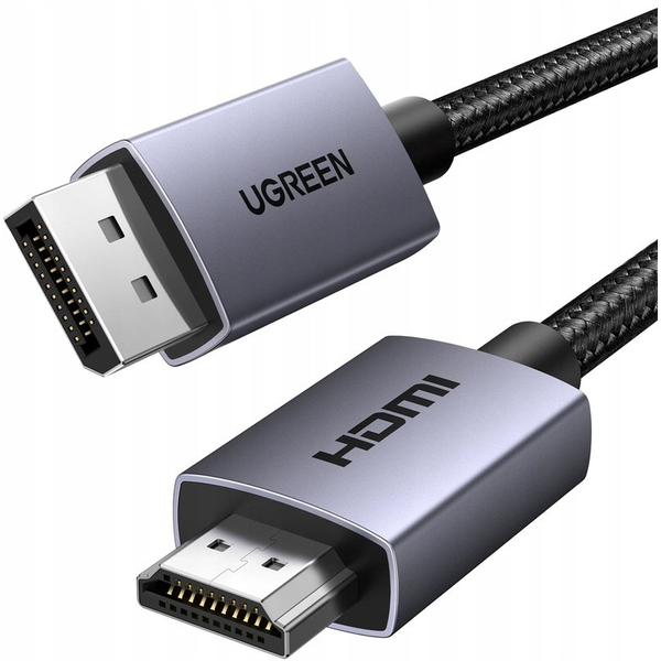 Ugreen DP123 Kábel DisplayPort na HDMI 1,5m 4K 30Hz HDR, nylonový, pre PC a