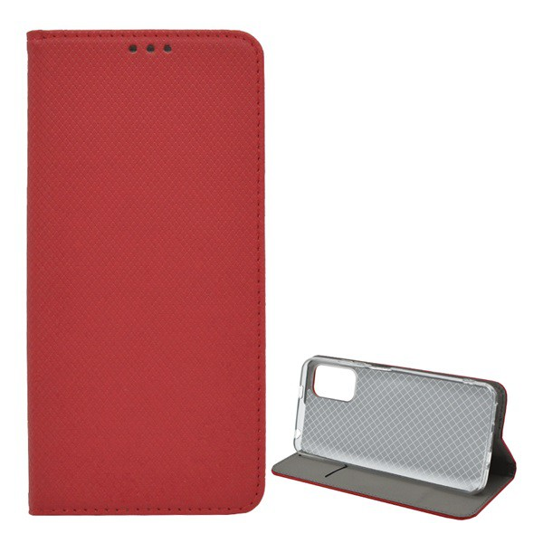 Tok álló, bőr hatású (FLIP, oldalra nyíló, asztali tartó funkció, rombusz minta) PIROS [Xiaomi Redmi Note 10 5G (Poco M3 Pro 5G)] (5996591089522)