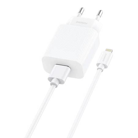 Foneng EU28 hálózati töltő + USB-A - Lightning kábel fehér (EU28 iPhone) (EU28 iPhone)