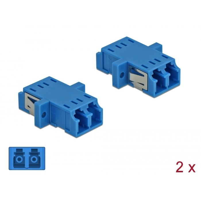 Delock LC optikai szálas csatlakozó Duplex anya - LC Duplex anya, egymódosú 2 db. kék (85999) (85999)