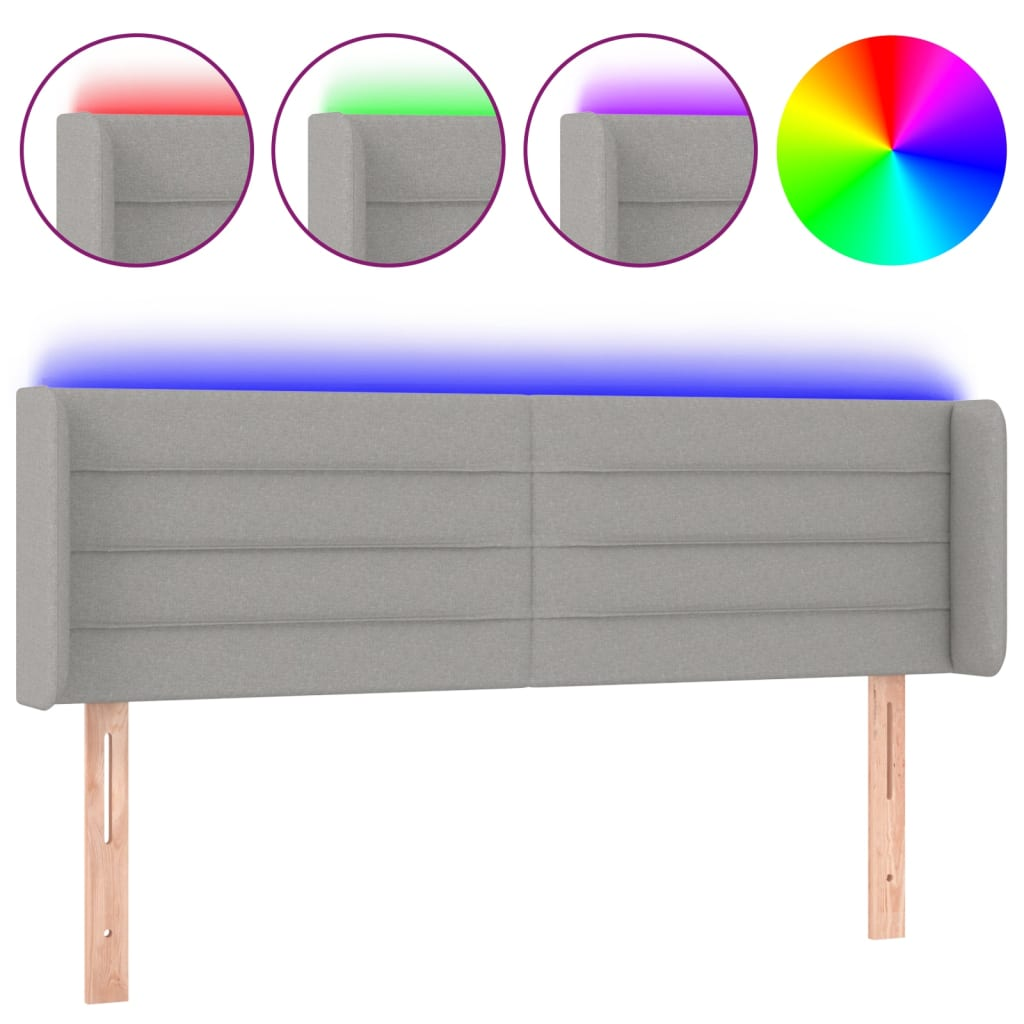 világosszürke szövet LED-es fejtámla 147 x 16 x 78/88 cm (3123374)