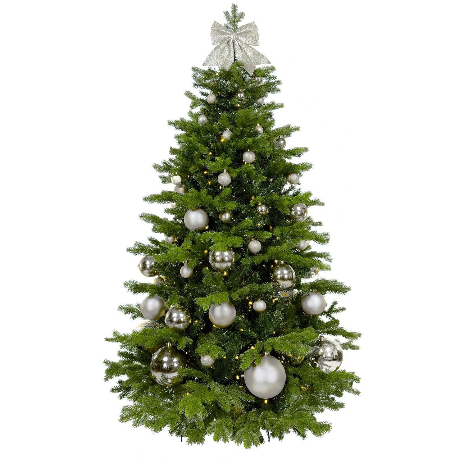 LAALU karácsonyfa feldíszítve - Ezüst karácsony II, 85 dísz, 270 cm (LAU-2410-OR-270B)