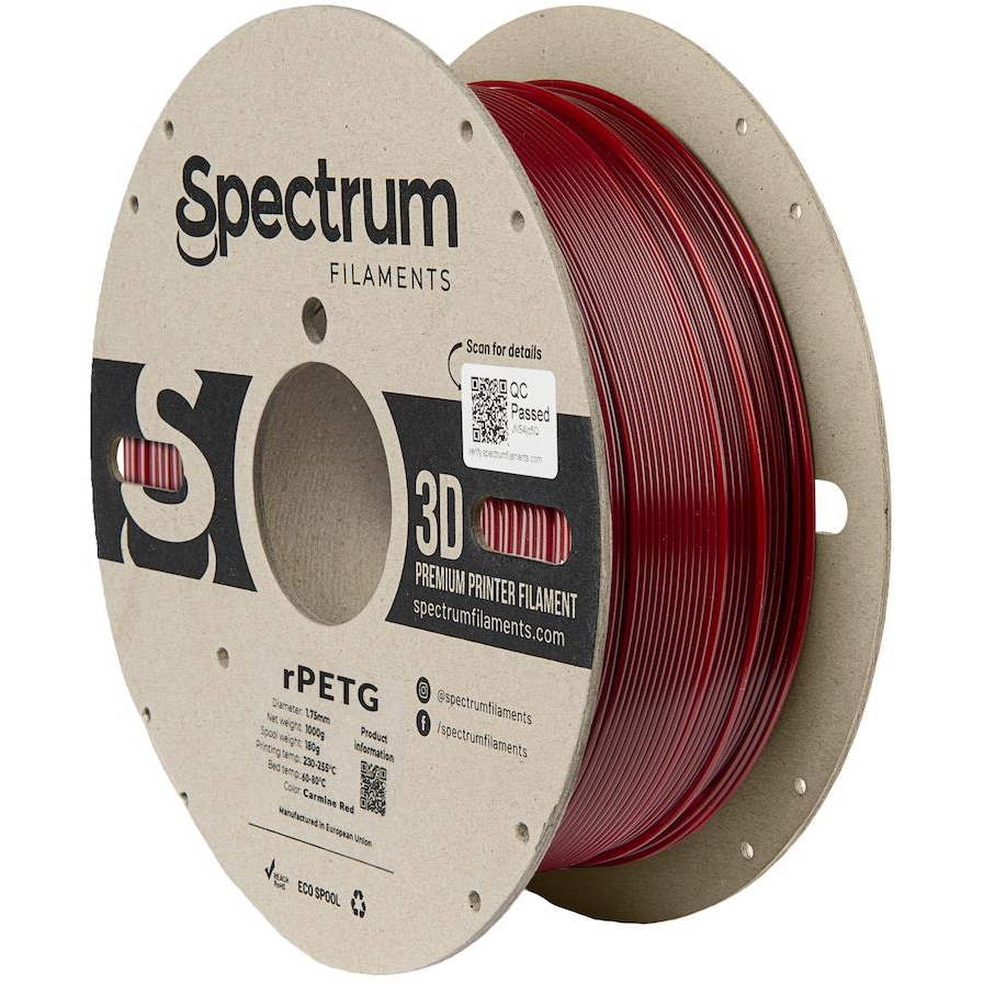 Spectrum 3D nyomtatószál, rPETG, 1,75 mm, Carmine Red, 1 kg (80593)
