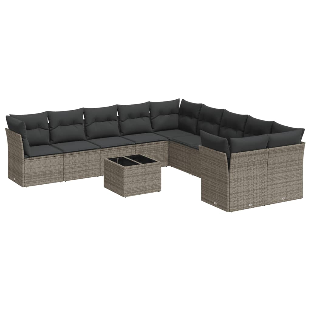 11 részes szürke polyrattan kerti ülőgarnitúra párnákkal (3250089)