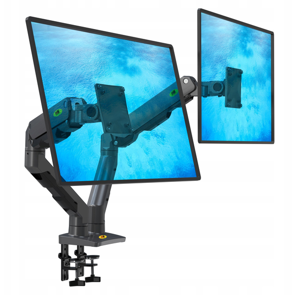 G65 – Solidny obrotowy uchwyt biurkowy na sprężynie mechanicznej do dwóch monitorów LCD LED 2x 27″-34″