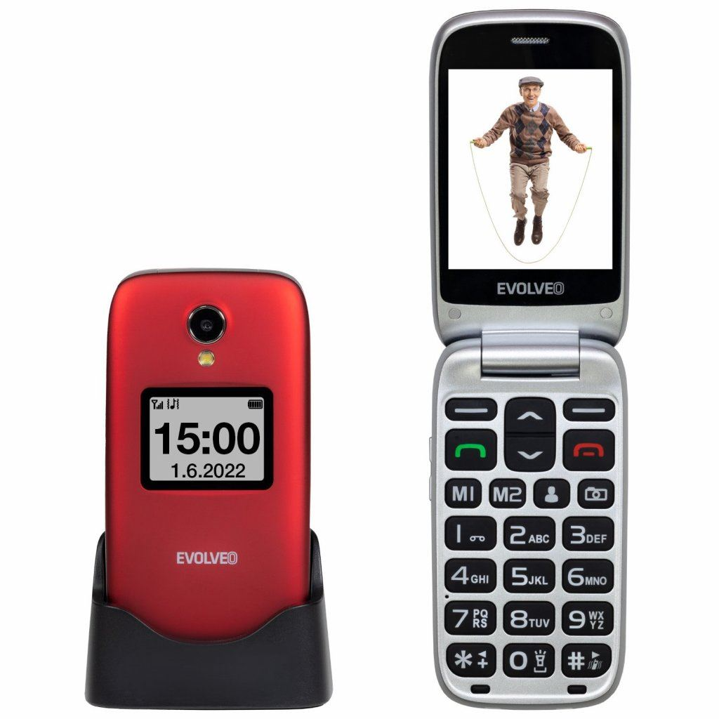 Evolveo EasyPhone FS mobiltelefon piros-ezüst (EP-771-FSR) (EP-771-FSR)